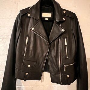 Michael Kors Black Leather Biker Jacket